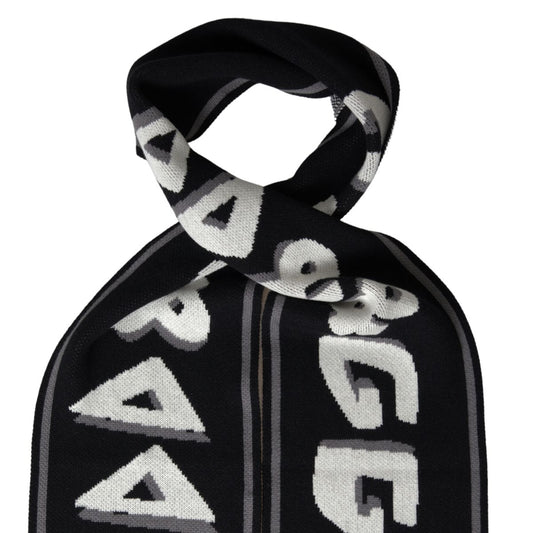 Elegant Black Cashmere Men's Scarf