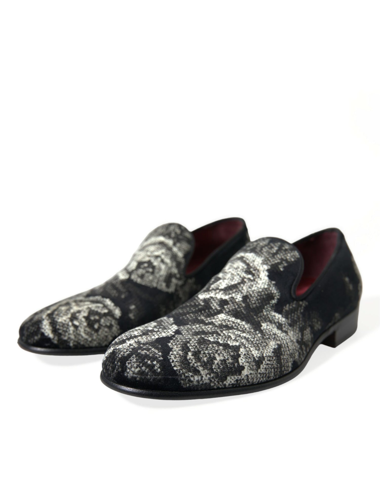 Black Floral Slippers Men Loafers Dress Shoes