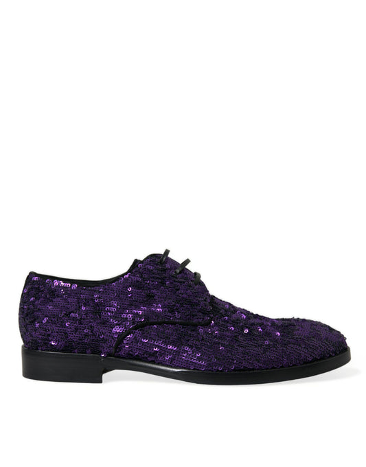 Purple Sequined Lace Up Oxford Dress Shoes