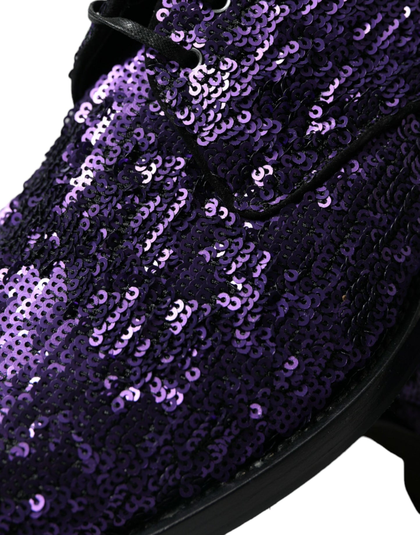 Purple Sequined Lace Up Oxford Dress Shoes