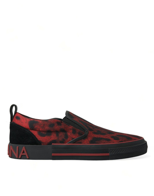 Red Black Leopard Loafers Men Sneakers Shoes