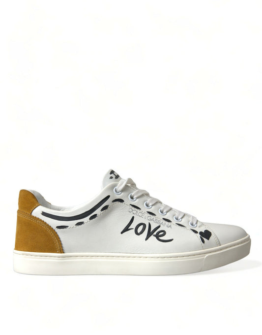 White Leather LOVE Milano Men Sneakers Shoes