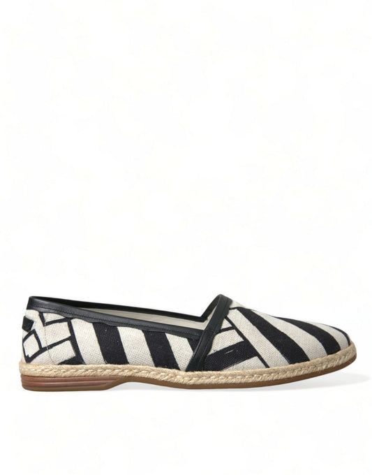 Beige Black Striped Canvas Espadrilles MONDELLO Shoes