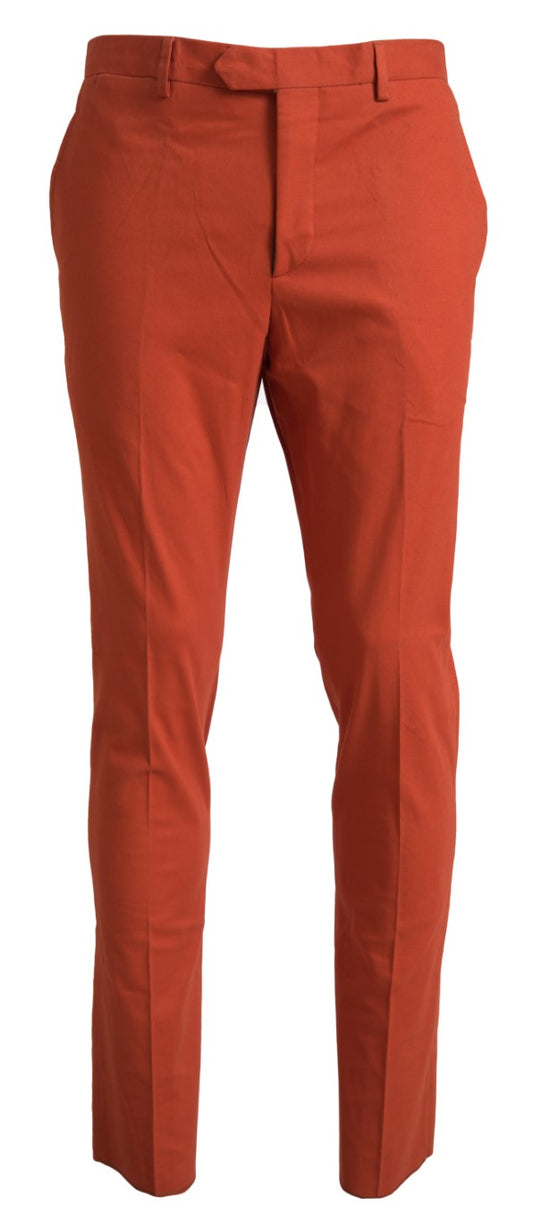 Orange Straight Fit Men Formal Trousers Pants