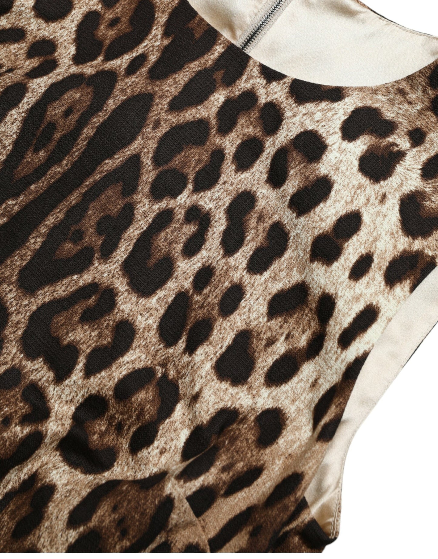 Brown Leopard Cotton Sleeveless Tank Top