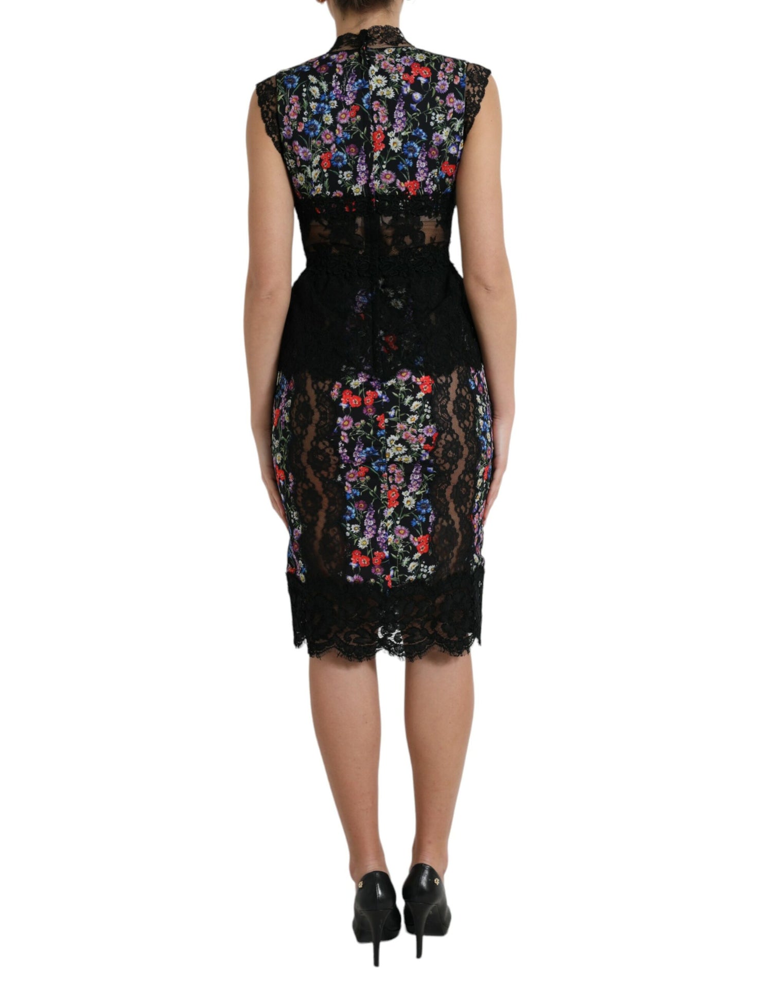 Multicolor Floral Print Lace Sheath Dress