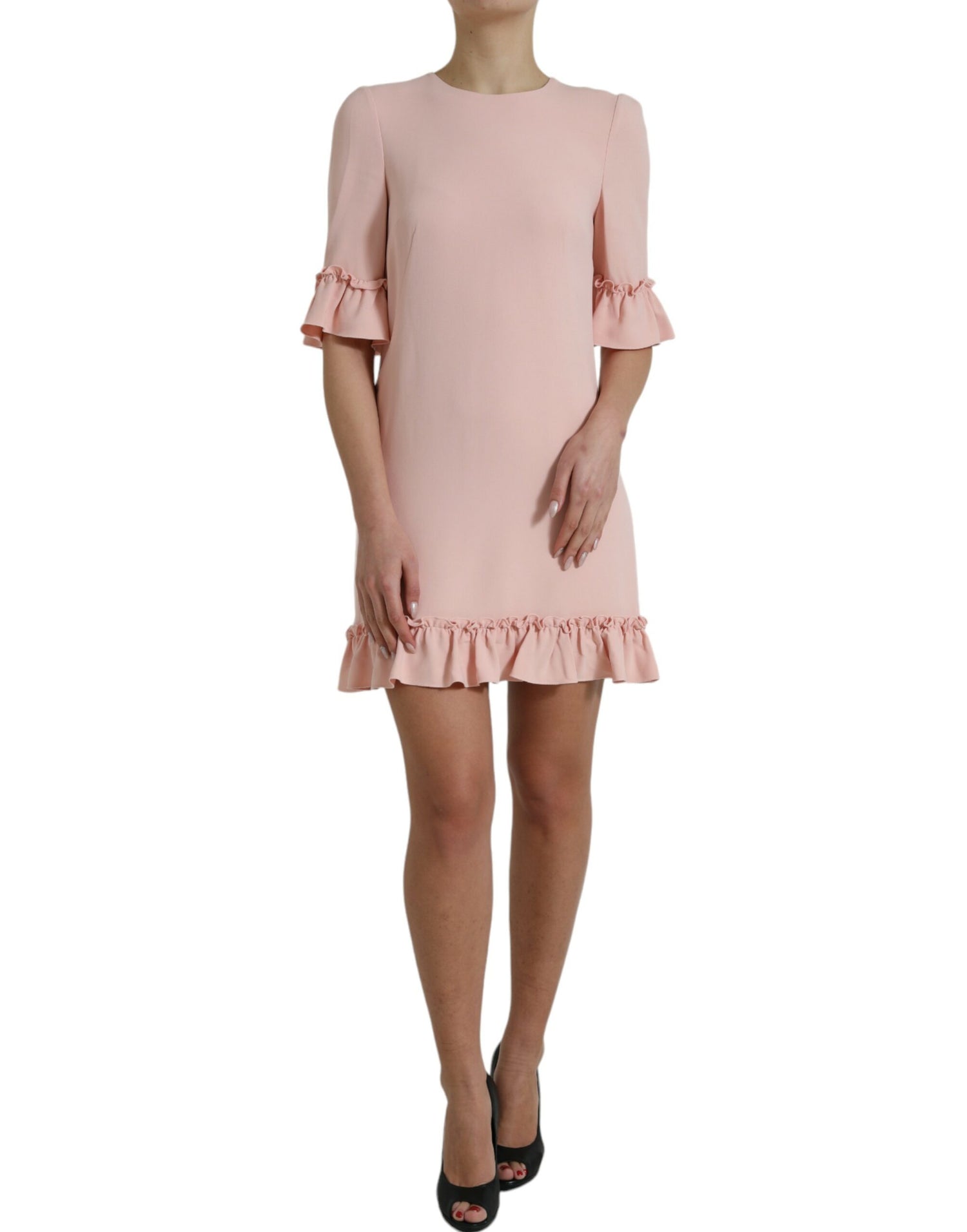 Light Pink Viscose A-line Shift Mini Dress