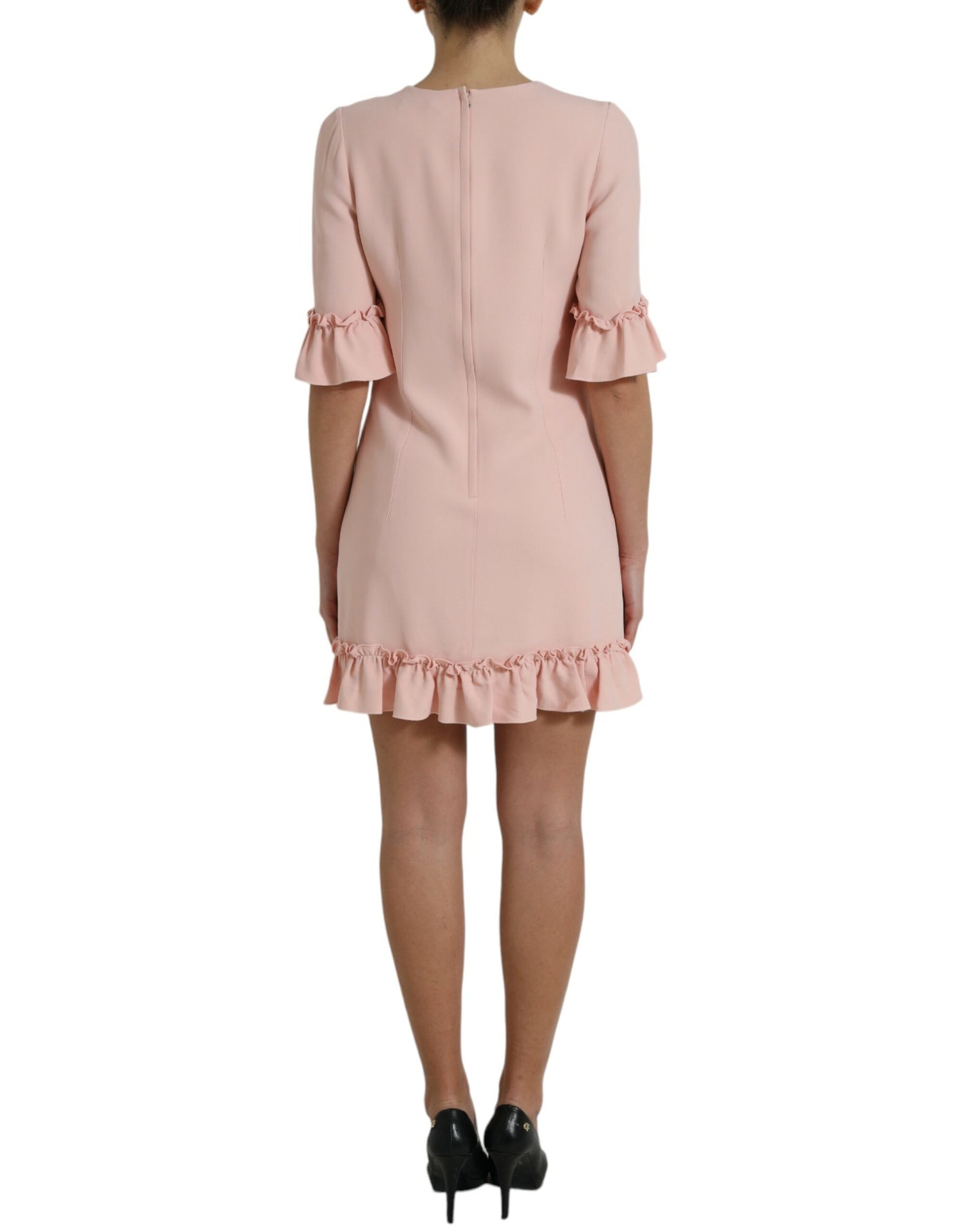 Light Pink Viscose A-line Shift Mini Dress