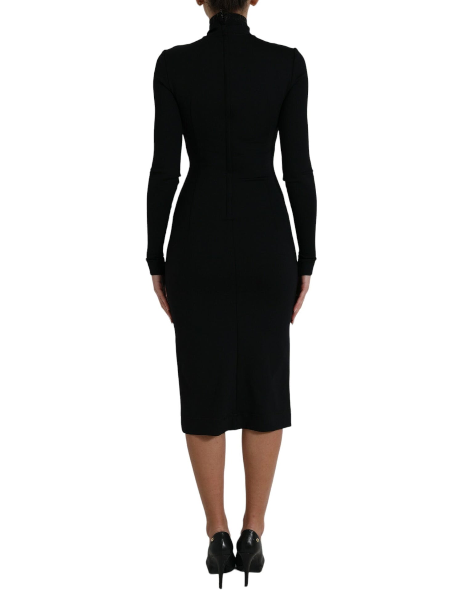 Black Long Sleeve Turtleneck Bodycon Dress