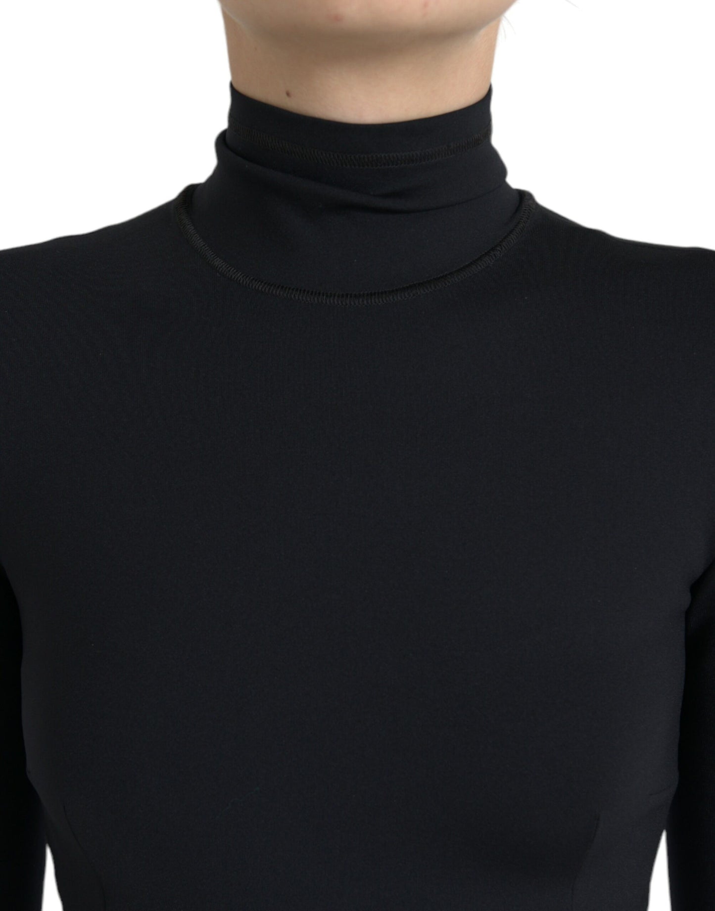 Black Long Sleeve Turtleneck Bodycon Dress