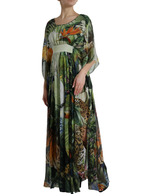 Multicolor Jungle Print A-line Maxi Dress