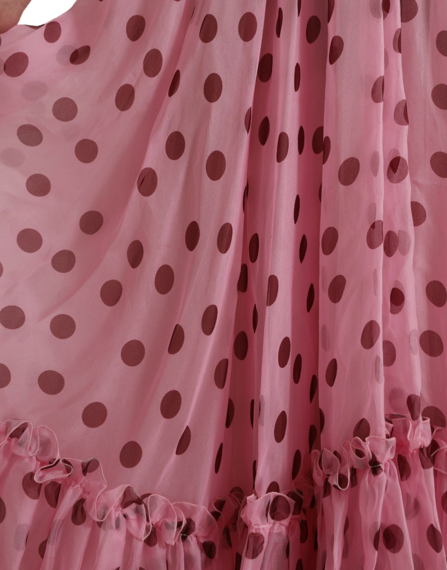 Pink Polka Dots A-line Strapless Gown Dress