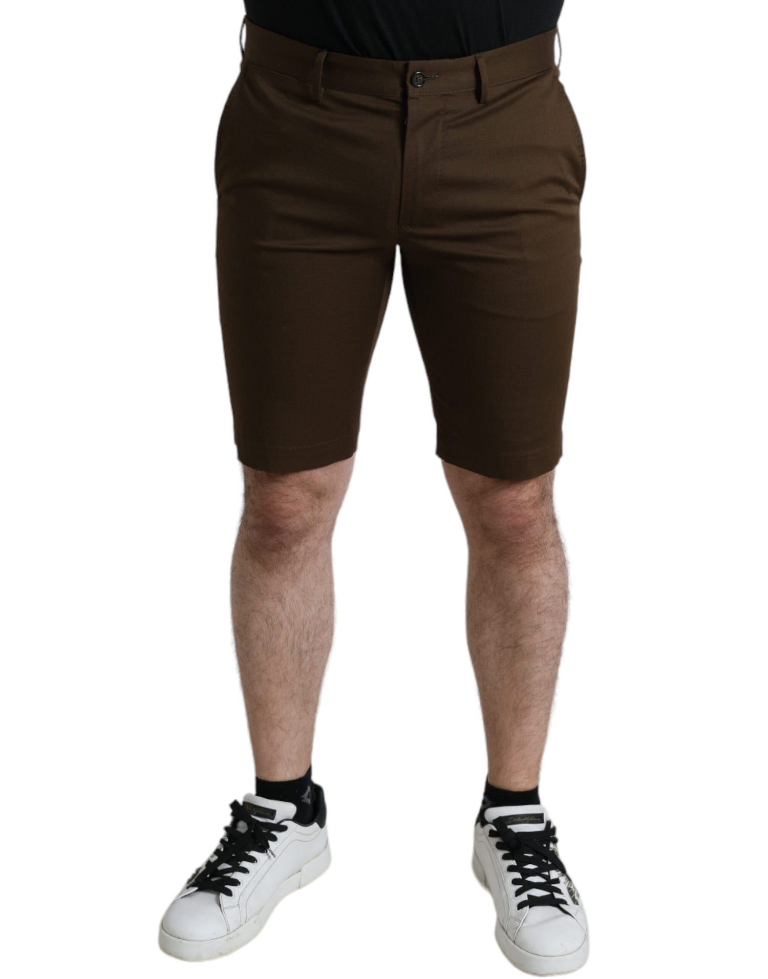 Brown Cotton Stretch Men Bermuda Shorts