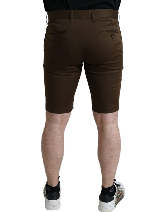 Brown Cotton Stretch Men Bermuda Shorts