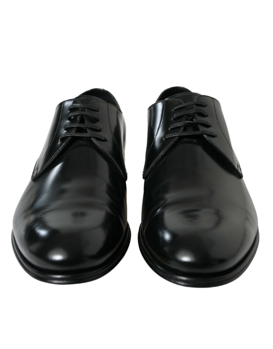 Black Leather Lace Up Men Dress Derby Shoes