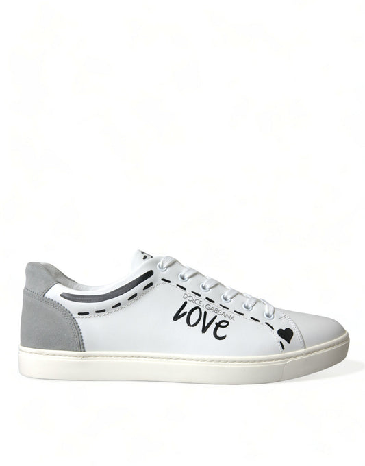 White Gray Leather LOVE Milano Sneakers Shoes