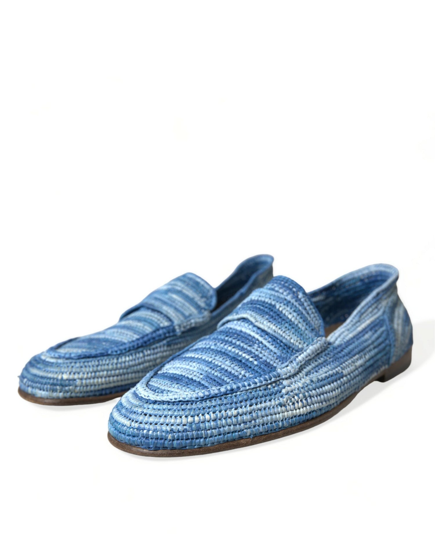 Blue Raffia Slip On Loafers Casual Shoes