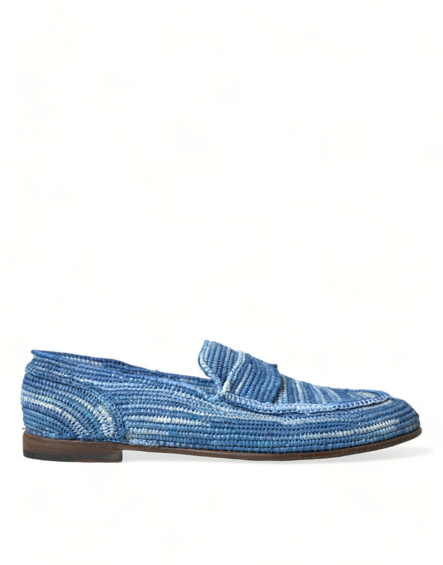 Blue Raffia Slip On Loafers Casual Shoes