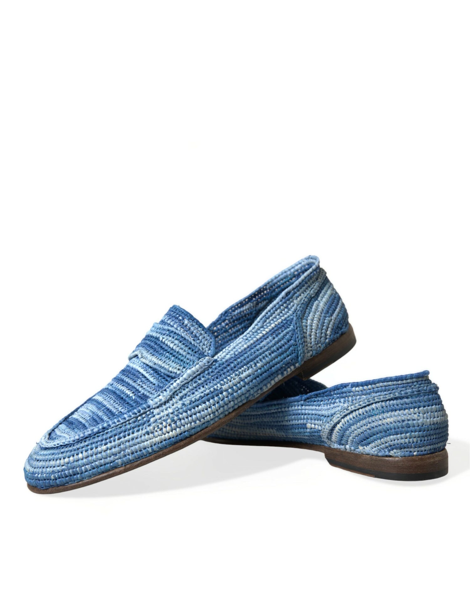 Blue Raffia Slip On Loafers Casual Shoes