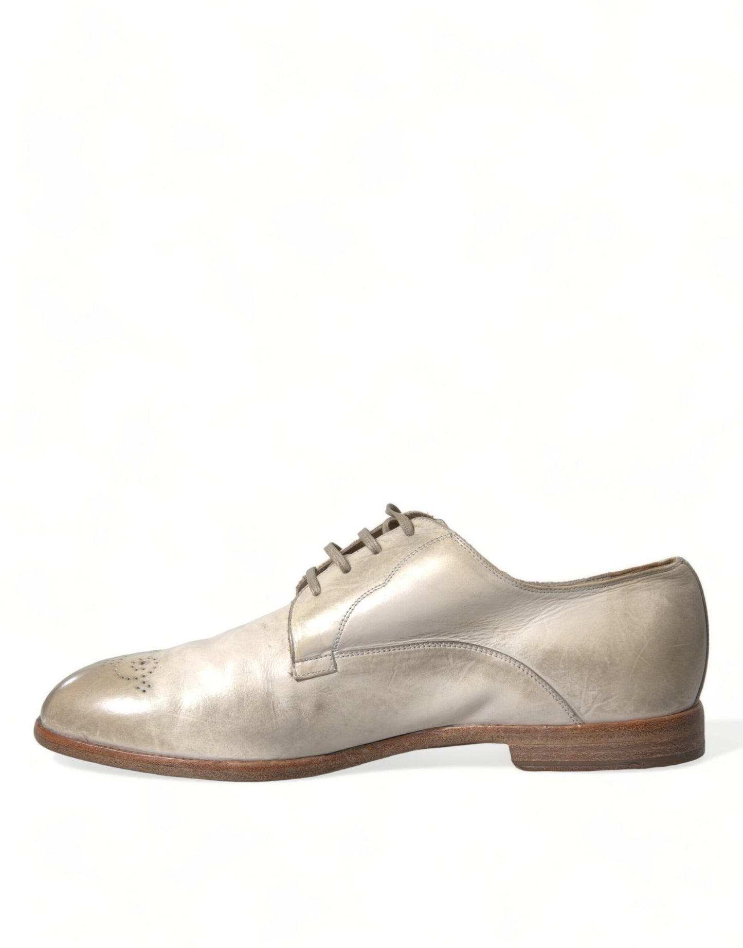 White Distressed Leather Derby Dress Shoes