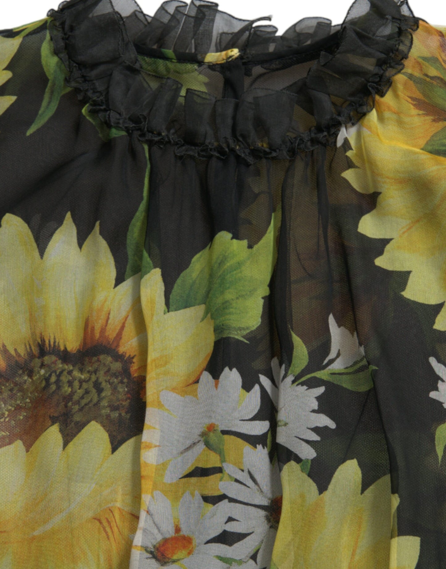 Black Sunflower A-line Pleated Maxi Dress