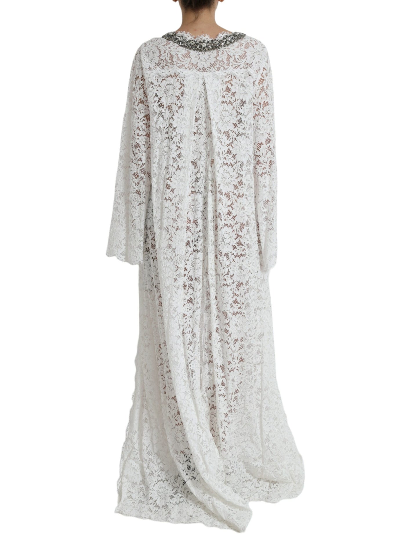 White Lace Crystal Embellished Shift Dress