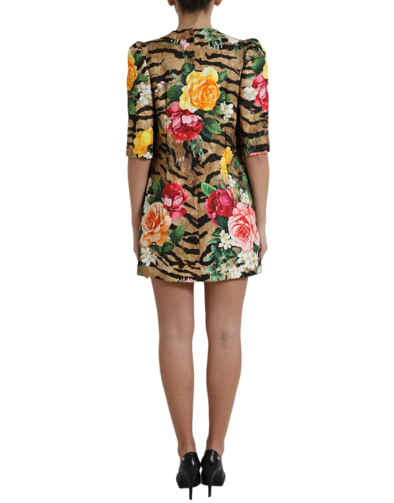 Multicolor Tiger Floral Print Shift Mini Dress