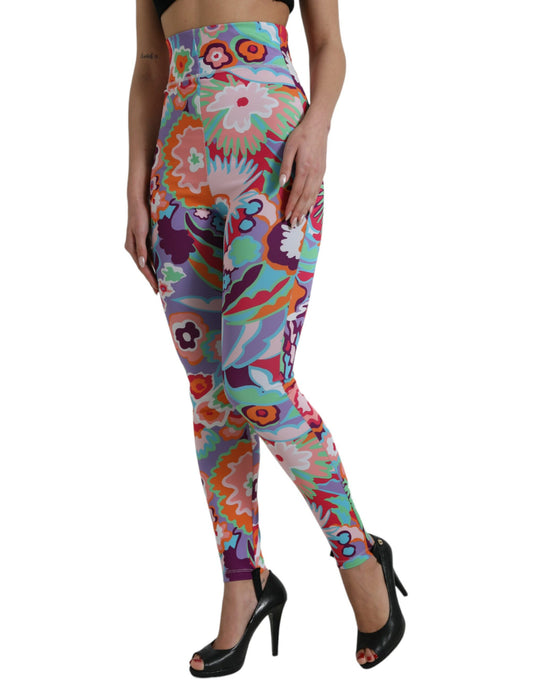 Multicolor Floral High Waist Leggings Pants