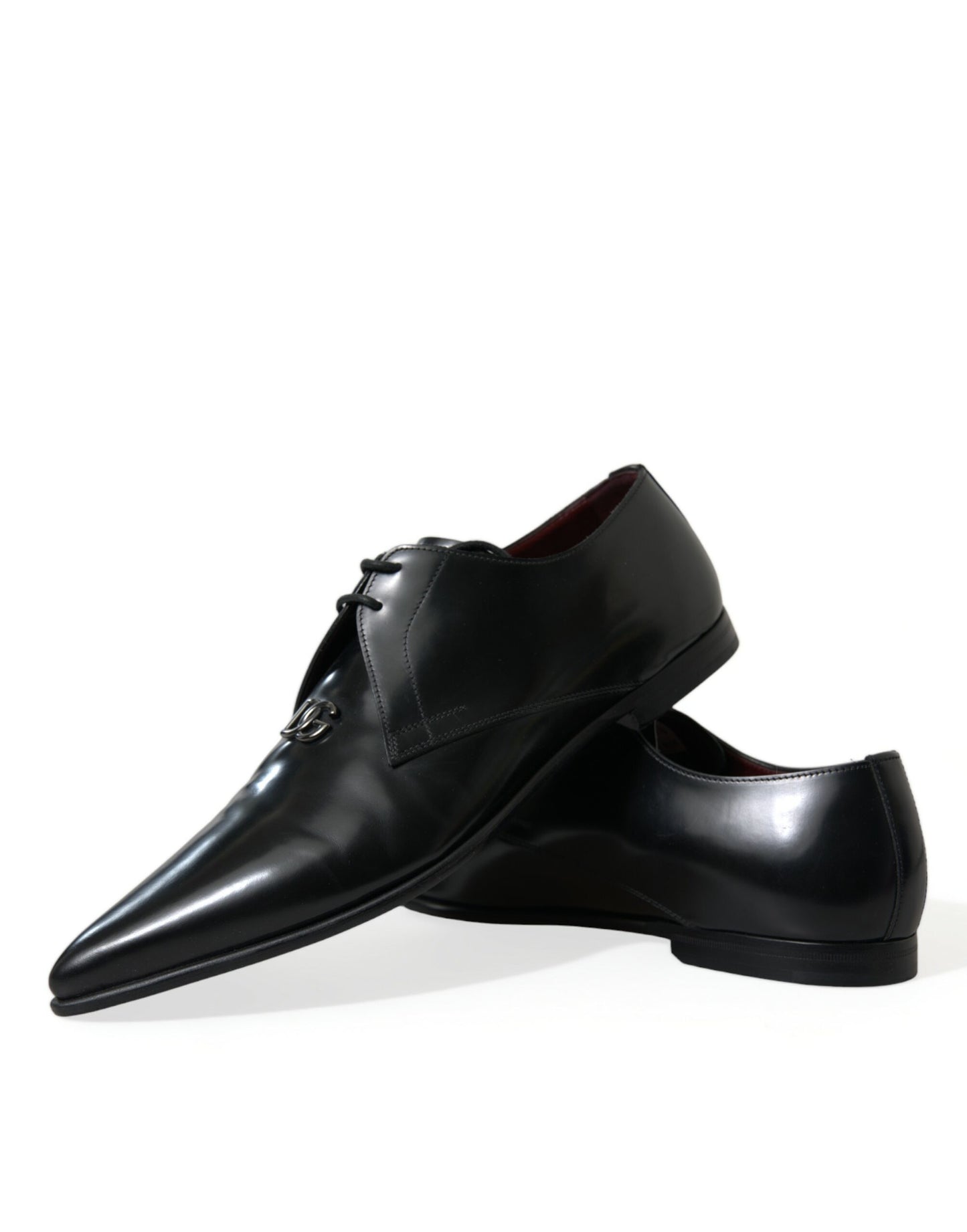 Black Leather Lace Up Formal Derby Dress Shoes