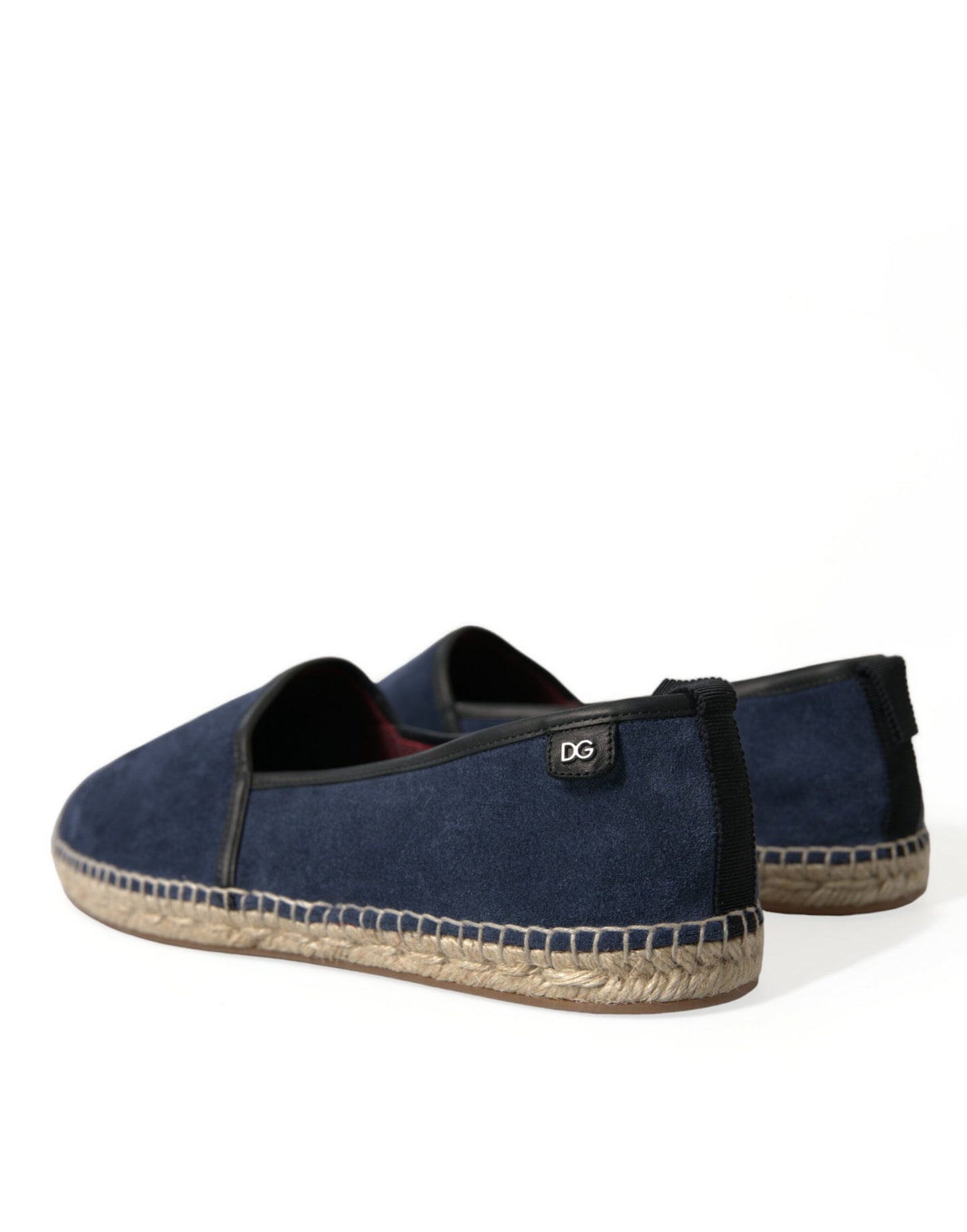 Blue Leather Suede Slip On Espadrille Shoes