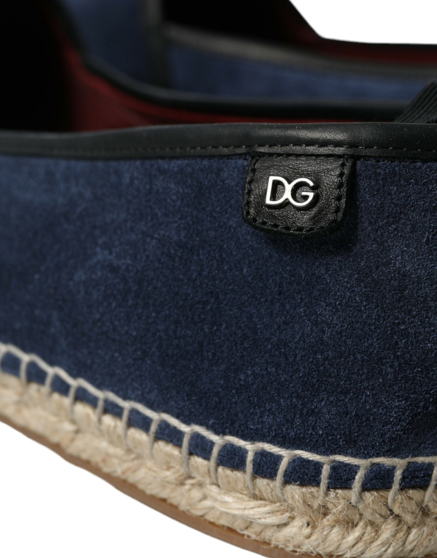 Blue Leather Suede Slip On Espadrille Shoes