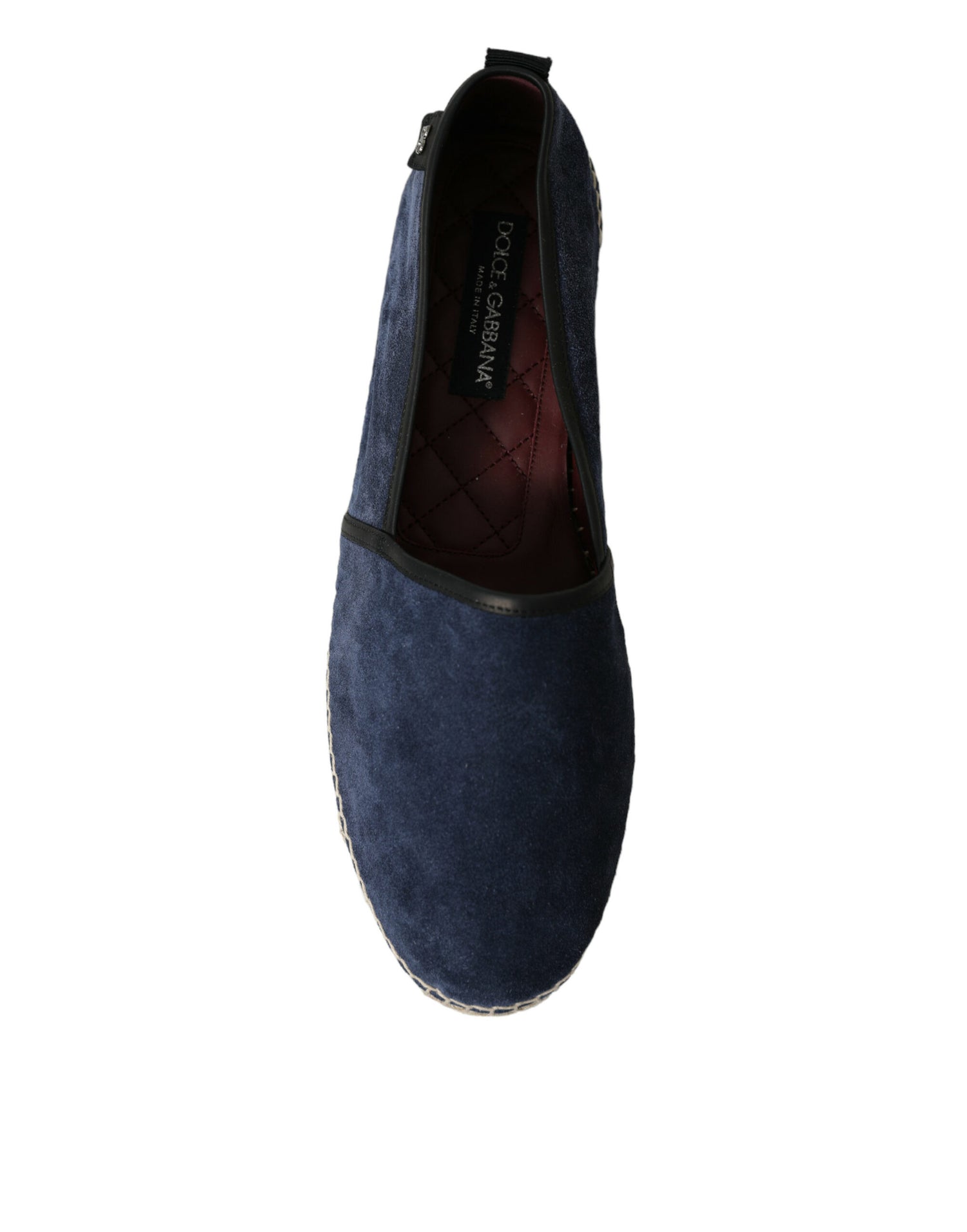 Blue Leather Suede Slip On Espadrille Shoes