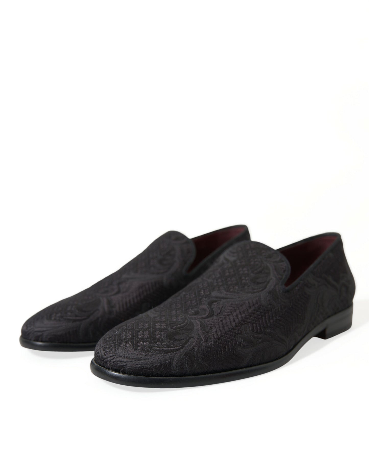 Black Brocade Men Slip On Loafer Dress Shoes