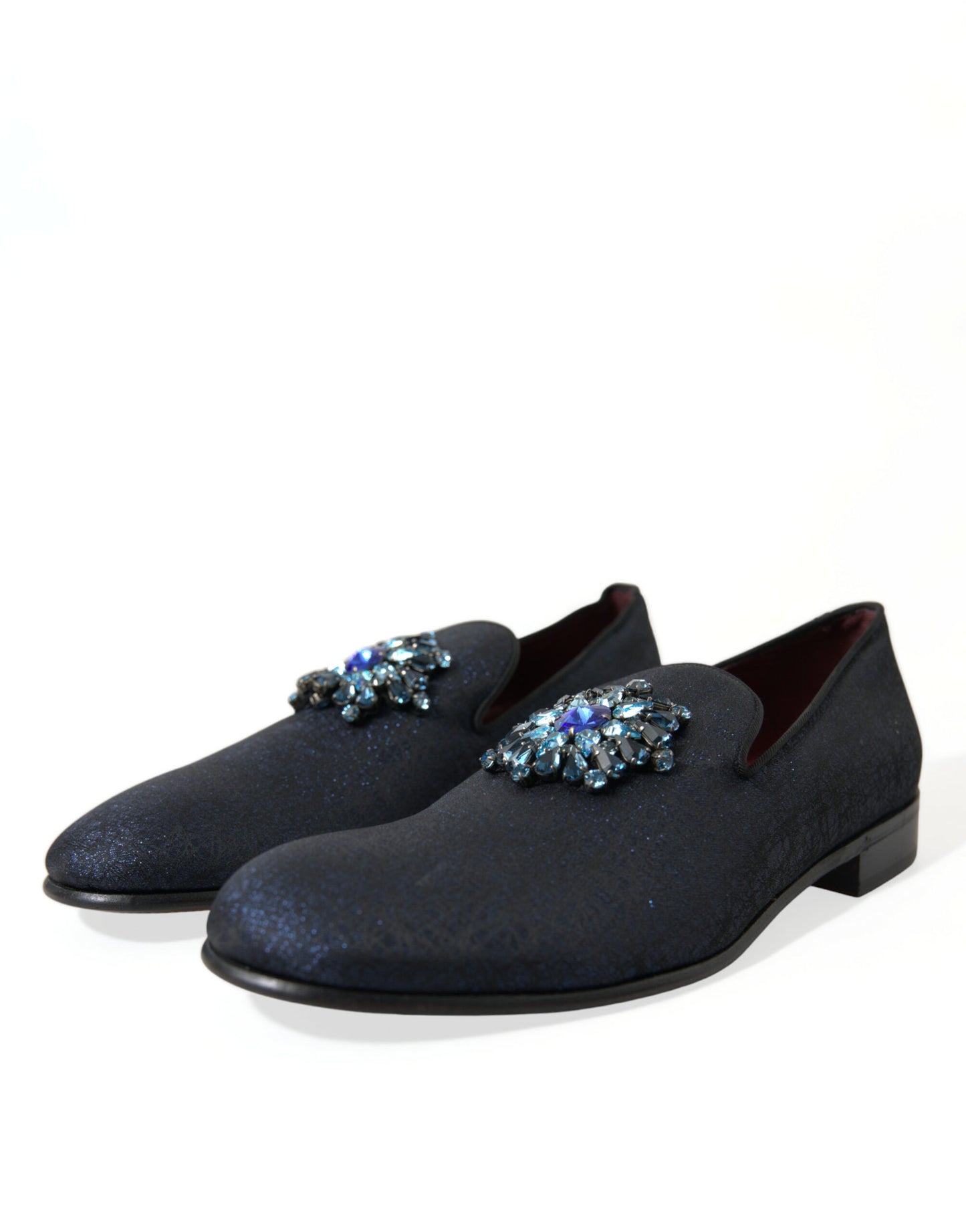 Blue Jacquard Lurex Crystal Loafer Dress Shoes