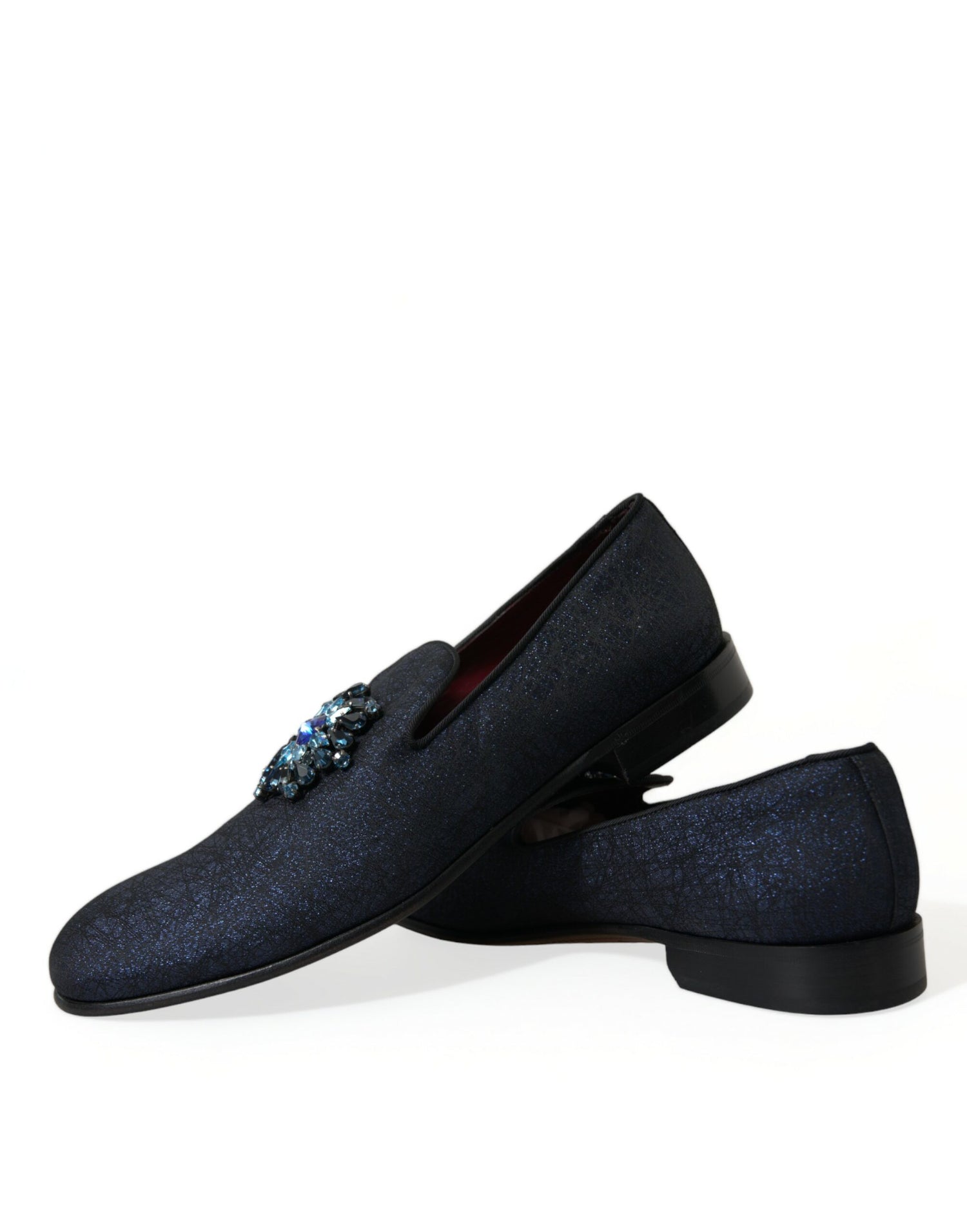 Blue Jacquard Lurex Crystal Loafer Dress Shoes