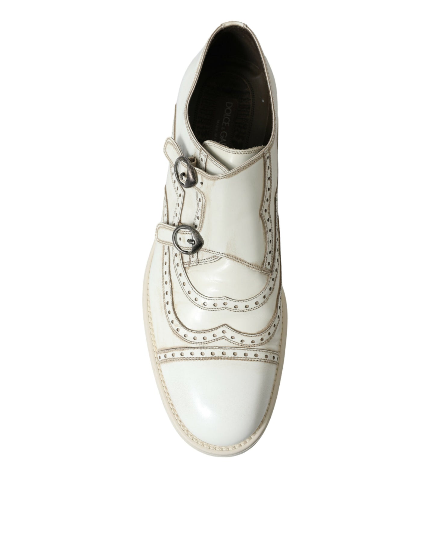 White Leather Strap Men Derby Dress Shoes