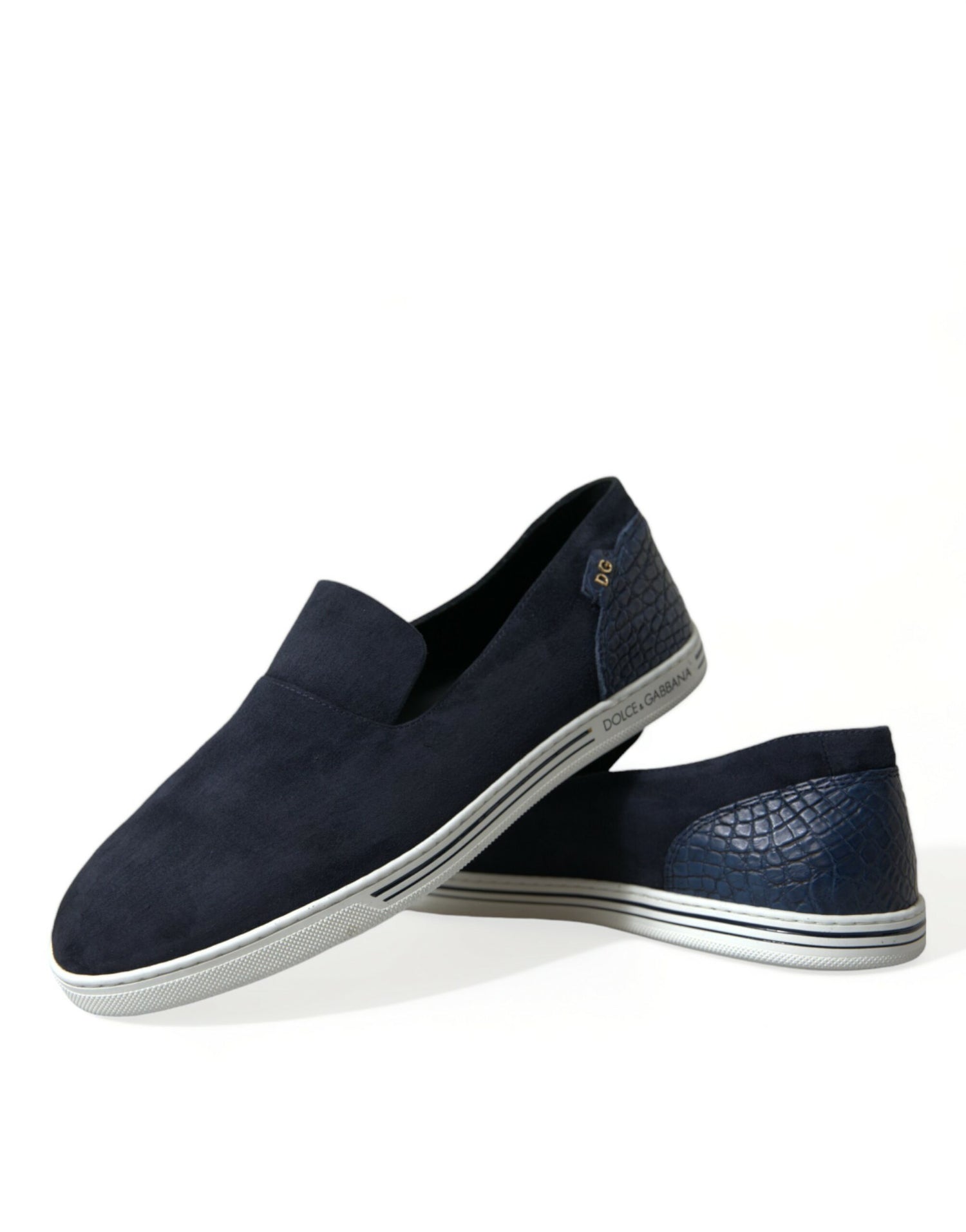 Blue Suede Caiman Loafers Saint Tropez Shoes