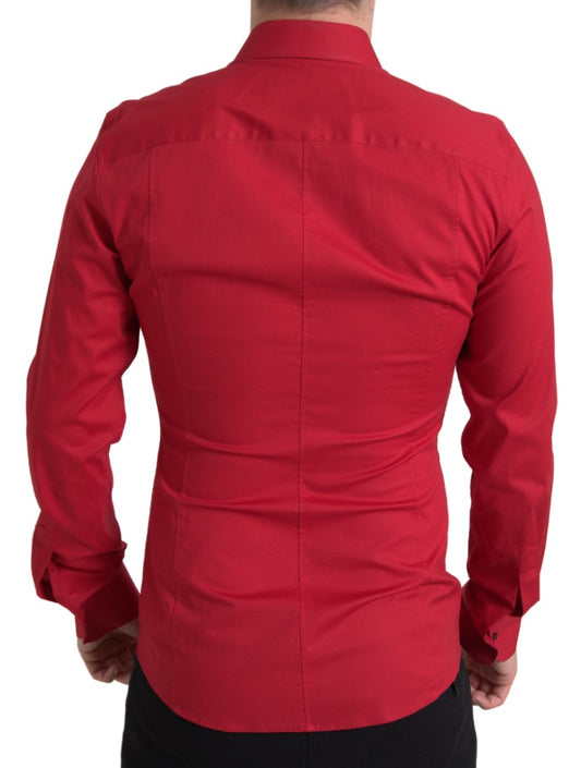 Red Slim Fit Cotton Stretch Shirt