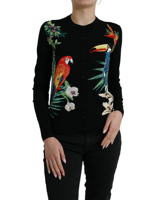 Black Bird Wool Long Sleeve Cardigan Sweater