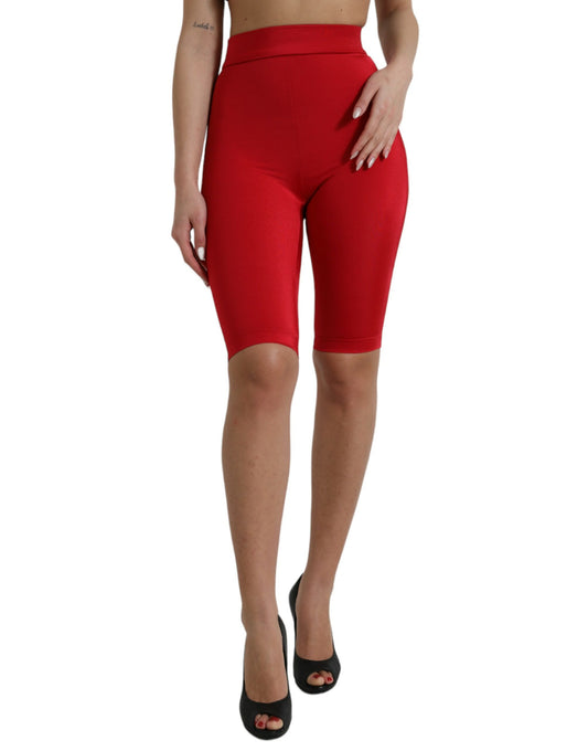 Red Stretch High Waist Cropped Leggings Pants