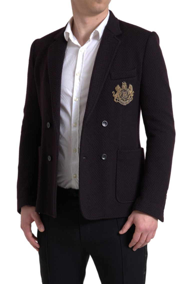 Elegant Purple Double Breasted Wool Blazer