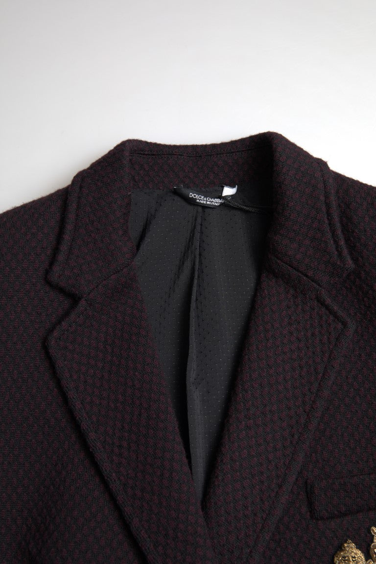 Elegant Purple Double Breasted Wool Blazer