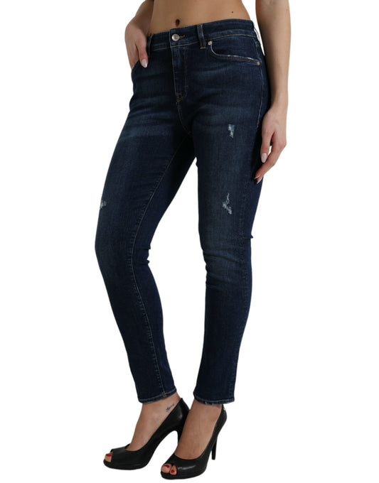 Dark Blue Cotton Stretch Denim Skinny Jeans