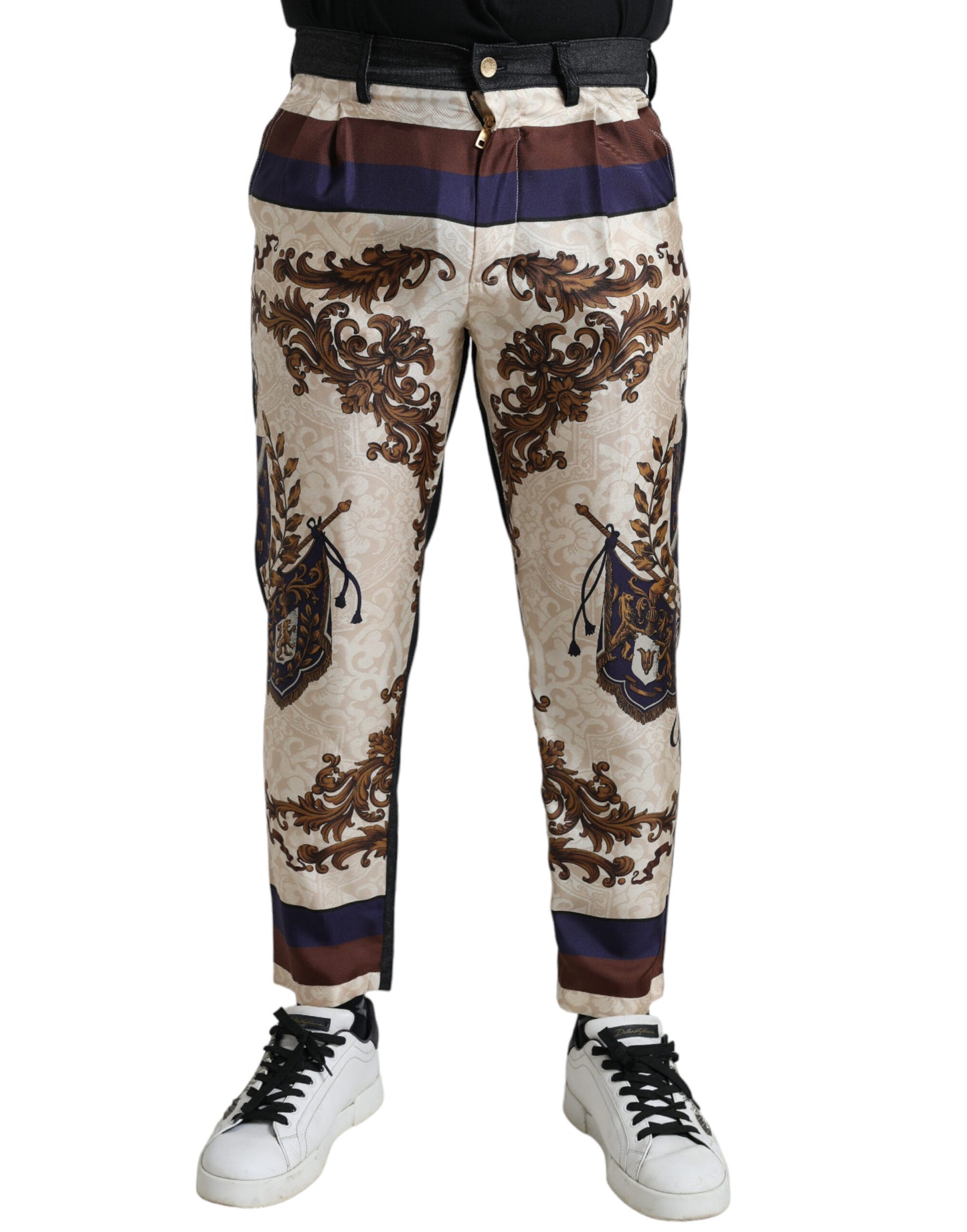 Multicolor Heraldic Skinny Men Pants