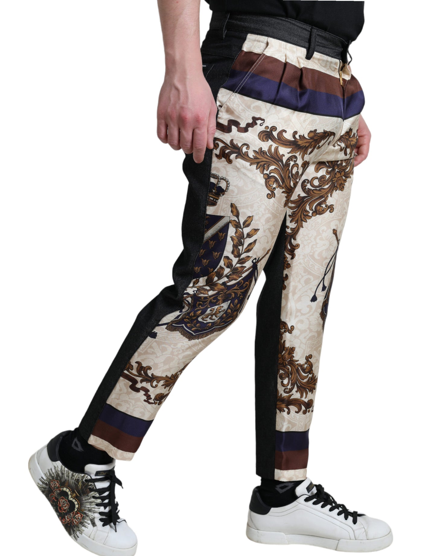 Multicolor Heraldic Skinny Men Pants