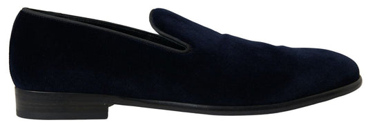 Elegant Blue Velvet Loafers for Men