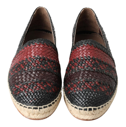 Black Bordeaux Buffalo Leather Espadrille Shoes