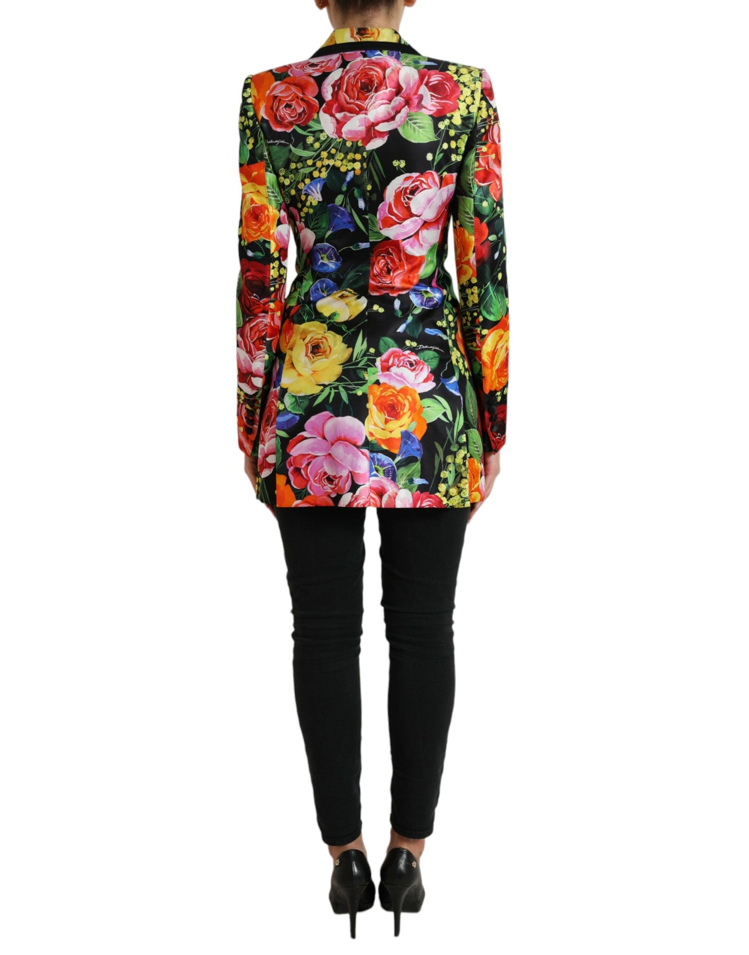 Multicolor Floral Print Silk Blazer Jacket