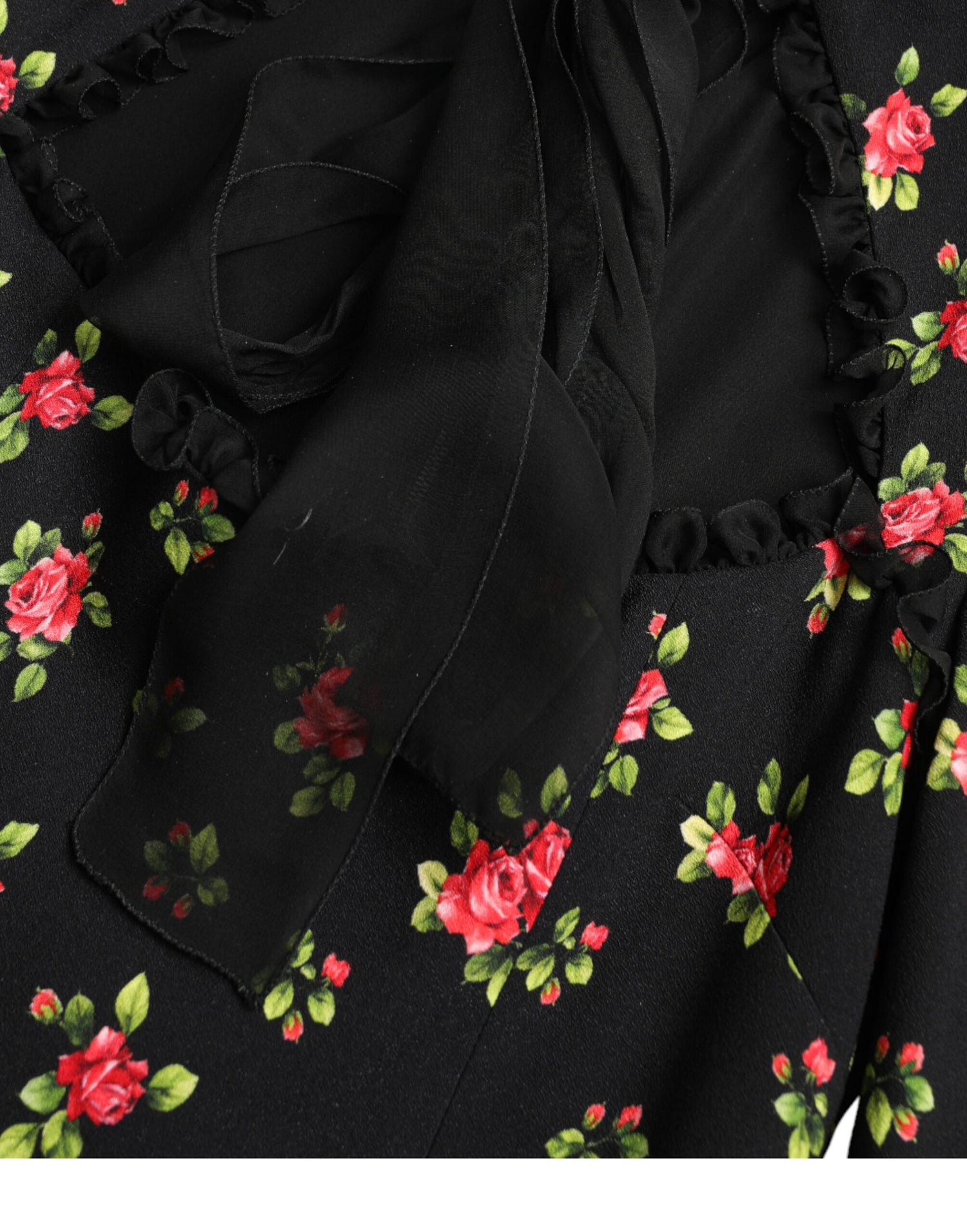 Black Floral A-line Long Sleeves Mini Dress