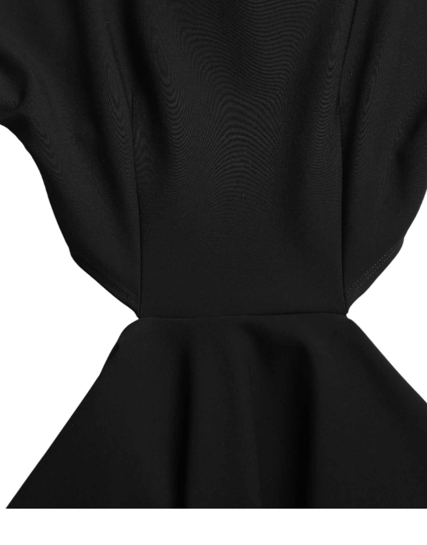 Black Viscose Cut Out A-line Long Sleeves Mini Dress